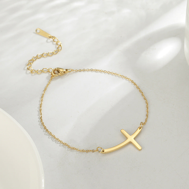 Bend But Never Break – Minimalist Cross Bracelet
