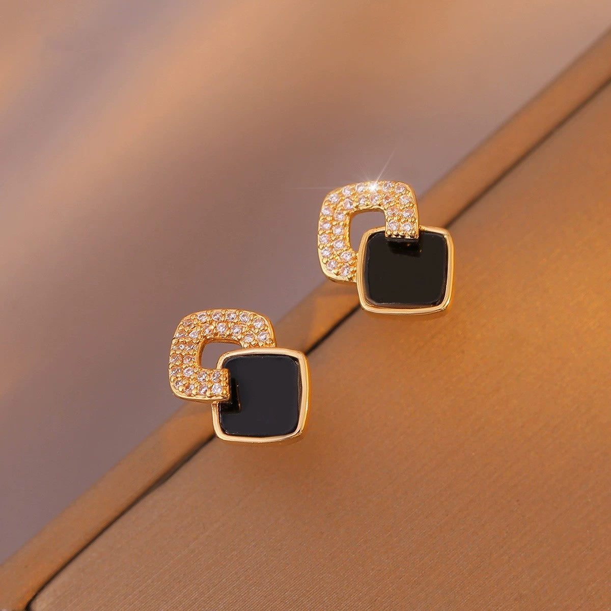 Women's Cross Black Small Square Earrings Versatile Gift